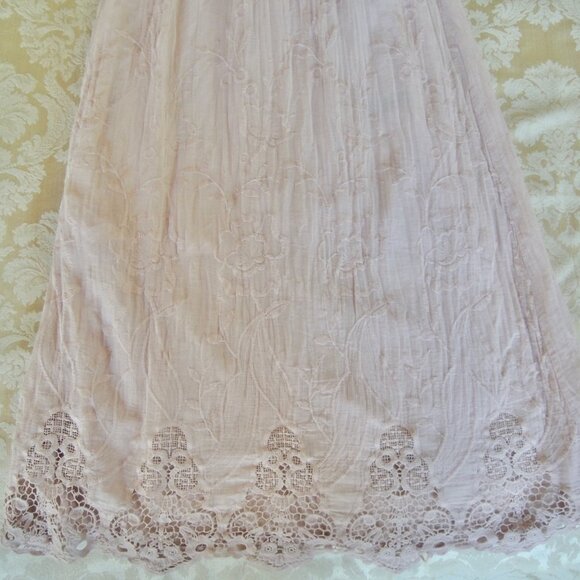 Le Marais Pink Strapless Eyelet & Lace Embroidered Maxi Dress M - Picture 6 of 11